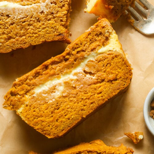 Pumpkin cream cheese bread.