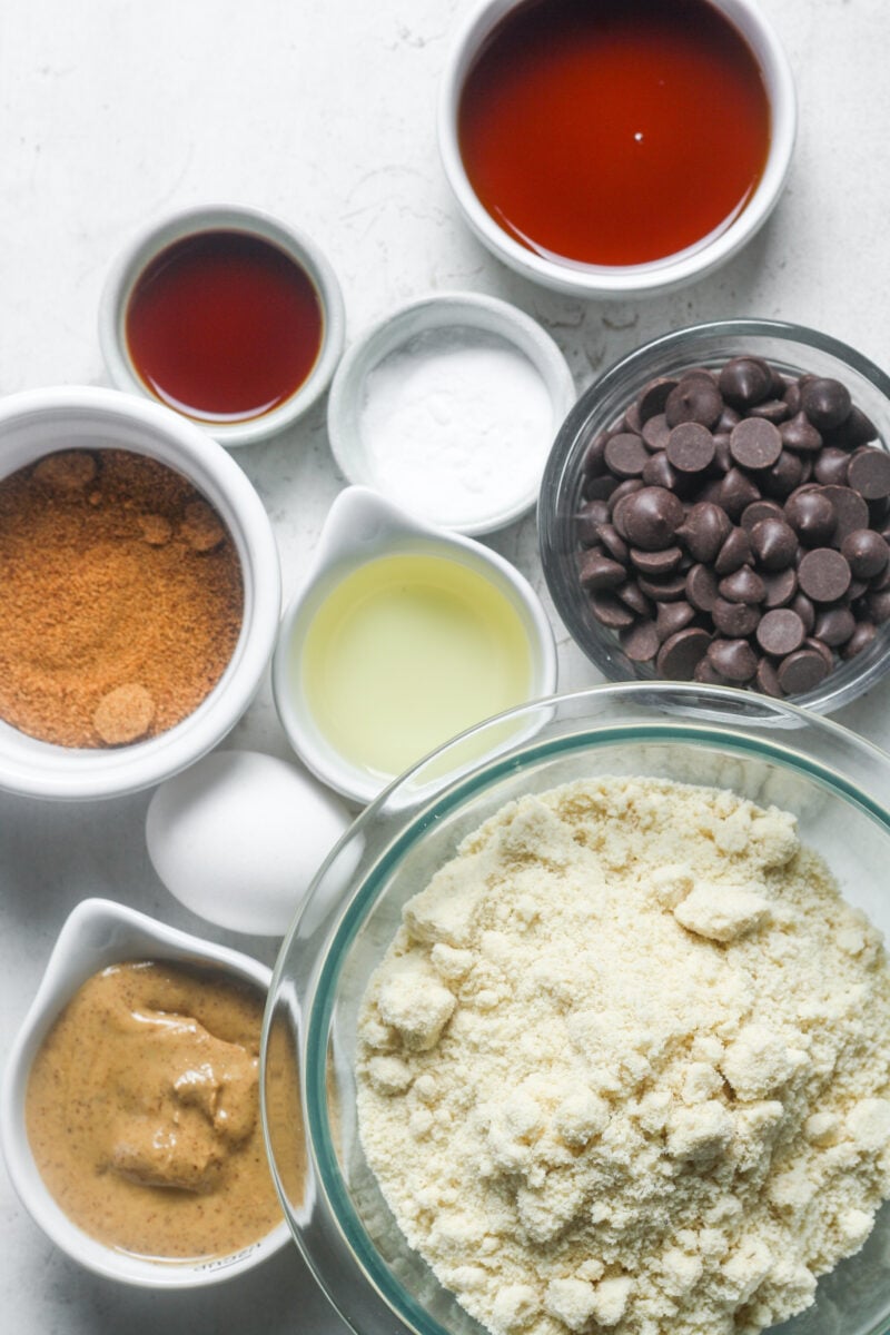 Ingredients for almond flour blondies.