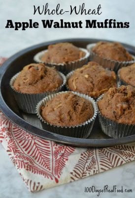 Whole-Wheat Apple Walnut Muffins on 100 Days of #RealFood