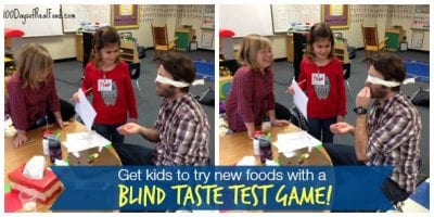 Blind taste test games help kids try new foods on 100 Days of #RealFood