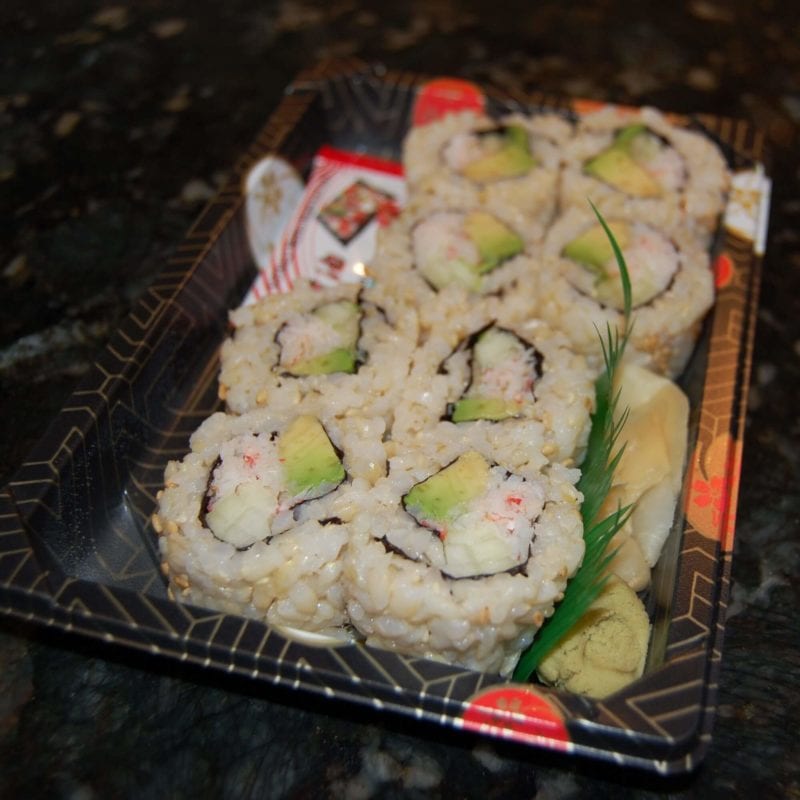 Ready made sushi with brown rice. 