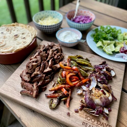 Grilled Steak and Pepper Fajitas on 100 Days of Real Food