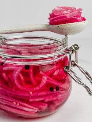 Pickled red onions.