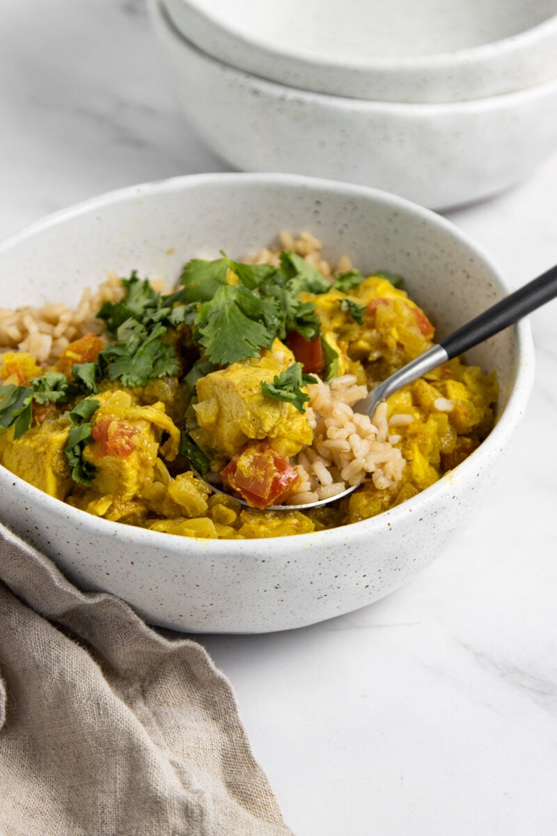 Coconut curry chicken.