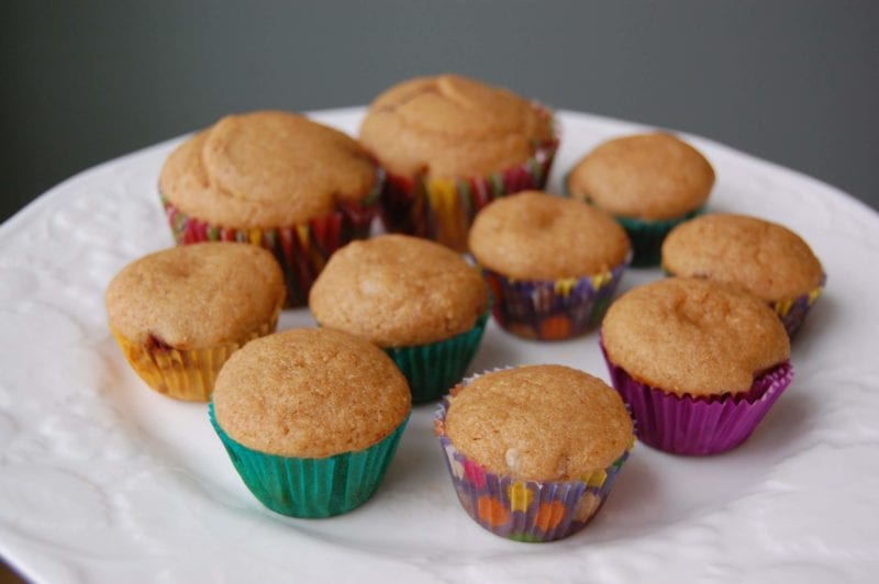 A variety of homemade muffins with surprise fillings on the inside. 