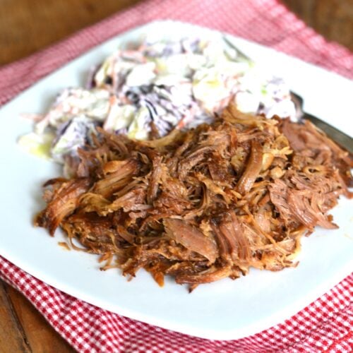 pulled port and coleslaw on a plate