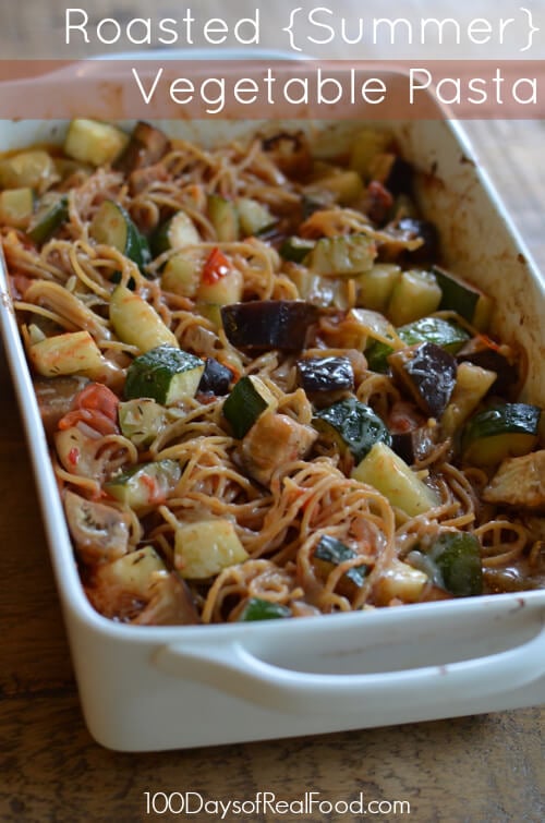 roasted vegetable pasta with eggplant and zucchini