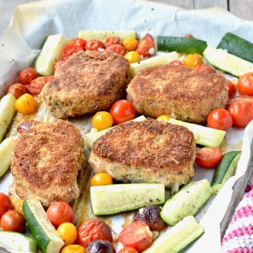 Sheet Pan Breaded Pork and Veggies on 100 Days of Real Food