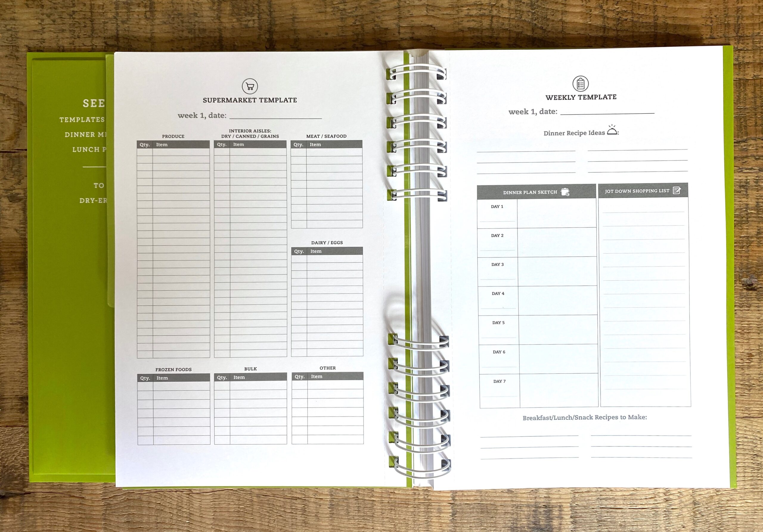 Blank Templates in 100 Days of Real Food Meal Planner