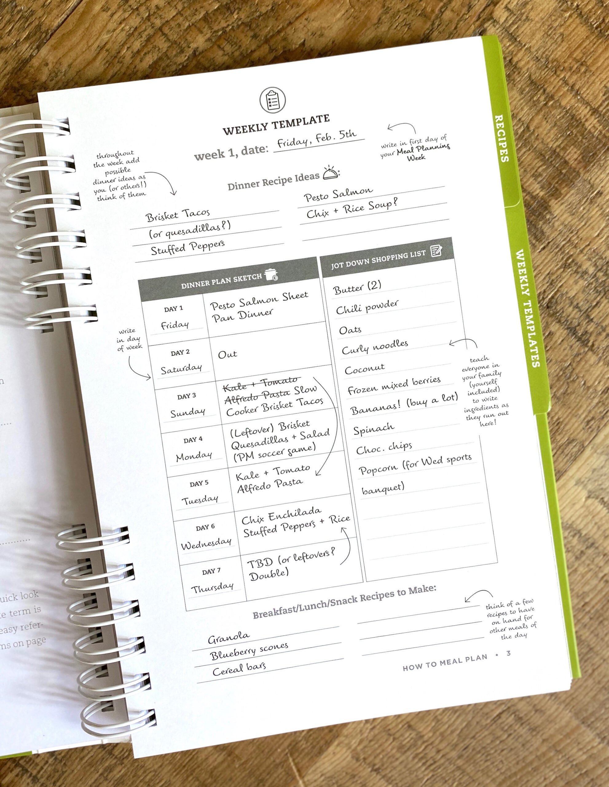 Meal Planner Workbook on 100 Days of Real Food
